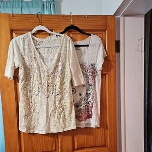 2 Maurices Premium Elegant Sequin Lace Tops